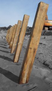Pieux et parois en pin imprégné pour les berges de ce port ostreicole
